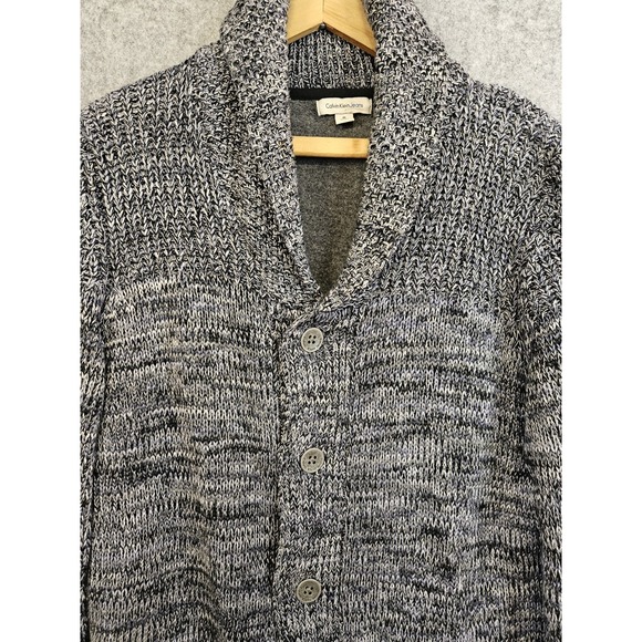 Calvin Klein Cardigan Dad Sweater Mens M Fleece Lined Knit Button Up Grandpa - Picture 1 of 10